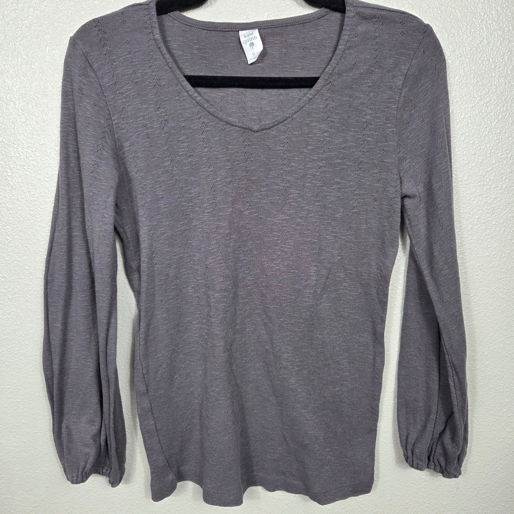 Kate Quinn Organic Cotton Pointelle Tops Bundle S M Gray Black Long Sleeve - Picture 2 of 8